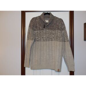 Weatherproof Vintage Two-Tone Knit Sweater with Shawl Collar Brown &‎ Beige